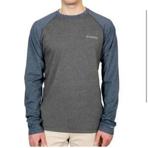 Columbia Men's Long Sleeve Raglan Tee Blue Gray